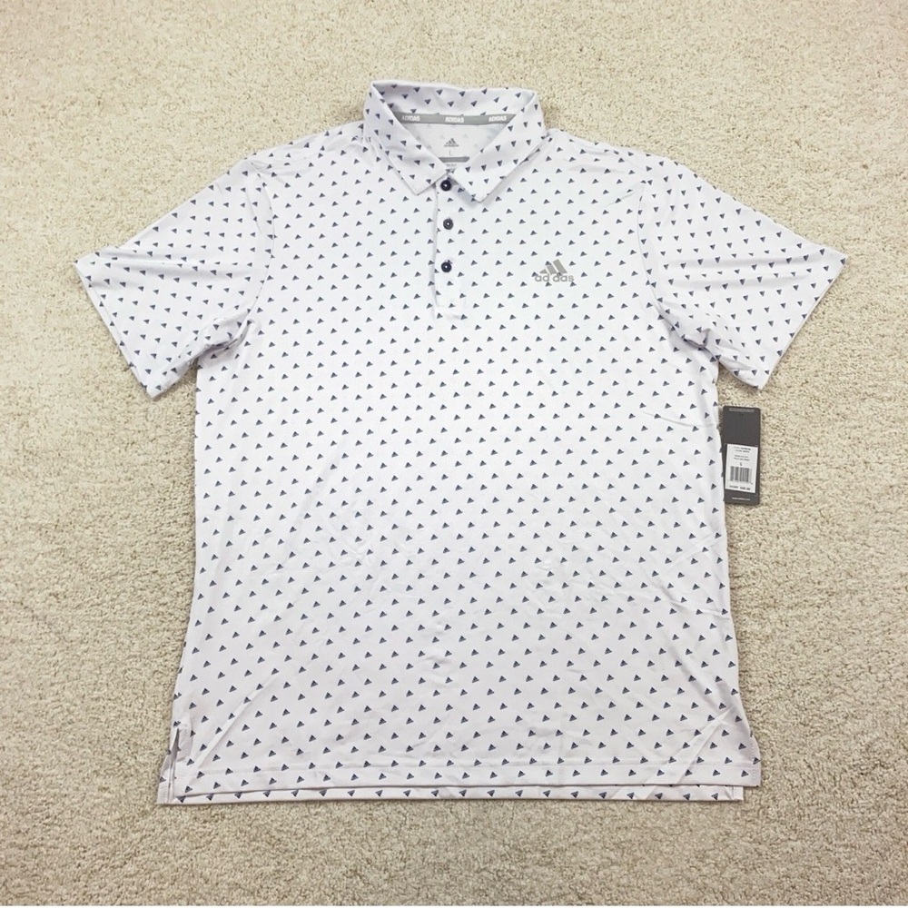 Adidas Men's White Polo with Black Pattern